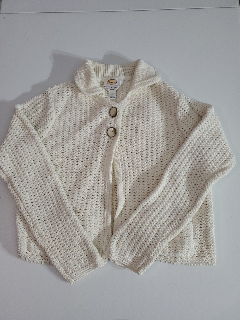 Talbots Large Ivory 2-Button Chunky Knit Front Pocket Cardigan